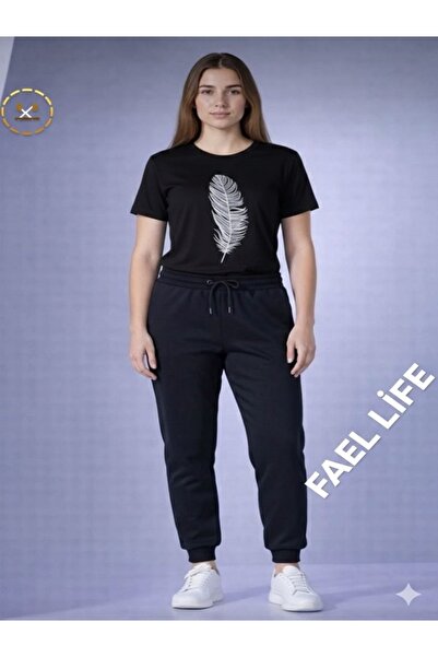 FAEL LİFE UNISEX Oversize Футболка з принтом пір'я та СПОРТИВНИЙ КОМПЛЕКТ