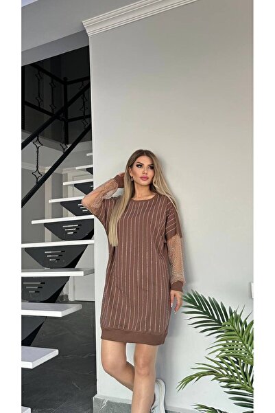 DAİSİES Tunica lungă de damă cu pietre în față și pe mâneci