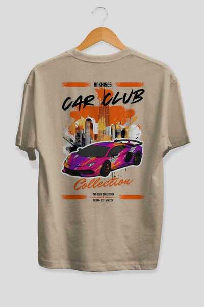 Ankhises Tricou supradimensionat bej cu imprimeu pe spate din seria Car Club ...