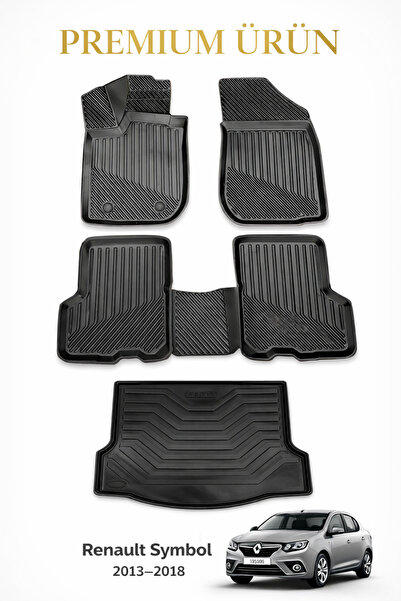 Black Gold Renault Symbol 2013-2018 Uyumlu 3D Oto Paspas ve Bagaj Havuzu Set ...