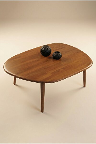 Fawdecor Asimetrik Modern İskandinav Tasarımlı Oval Masif Doğal Ahşap Orta Se...