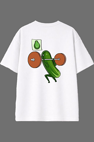 VSRN تي شيرت أبيض كبير الحجم بتصميم هالترسر تورسي بطباعة خلفية