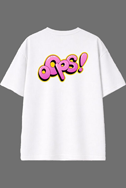 VSRN Μπλουζάκι Opps Design με στάμπα στην πλάτη, λευκό, oversized