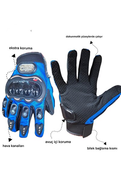 TAHMAZ MOTOR قفازات الدراجات النارية ذات اللون الأزرق، شاشة لمس واقية مضادة ل...