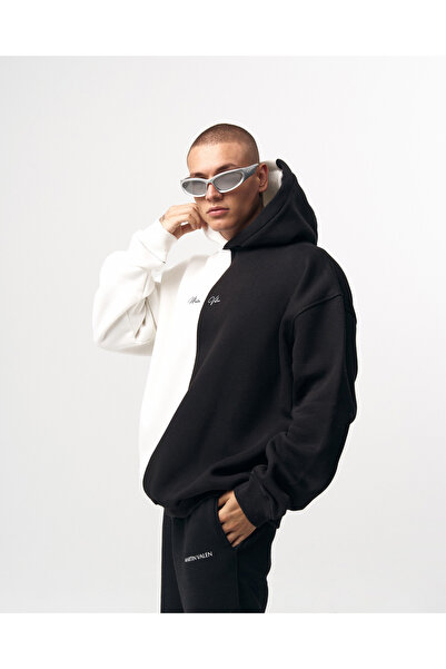 martin valen Men's Double Color Black White Oversize Hoodie