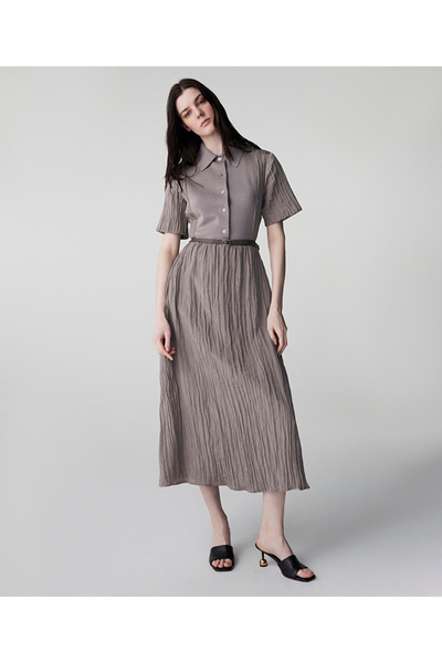 İpekyol Kemerli triko mix elbise