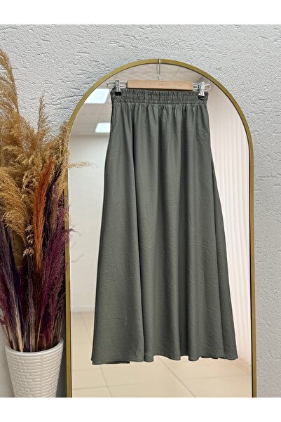 MİHRA STORE Melista Double Pocket Strawberry Flared Skirt-Mt7902 Khaki