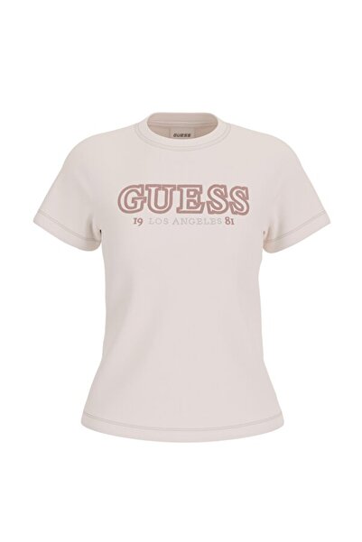 Guess Tricou alb cu mânecă scurtă pentru femei Ketty V6RI10I3Z14-G012