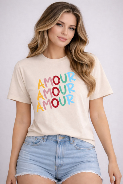 herkesemoda Tricou de bază cu imprimeu Amour