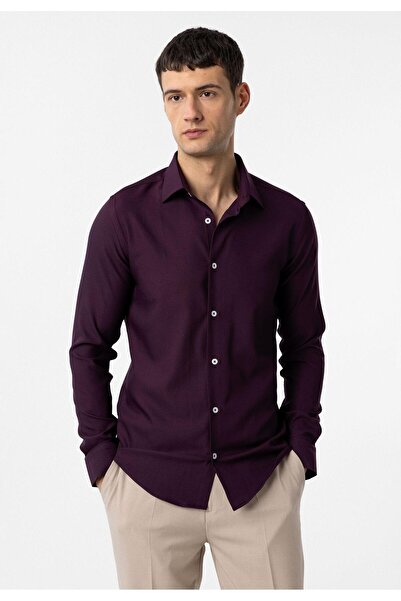 Antioch Mürdüm Slim Fit Erkek Gömlek