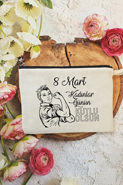 PEKSHOP The Power of Woman Design March 8Th Women's Day Gift Lined Makeup Bag...
