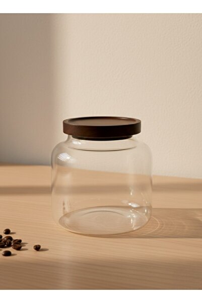 FARALYAHOME Acacia Lid Erzak Glass Jar 15X15 cm Storage Container