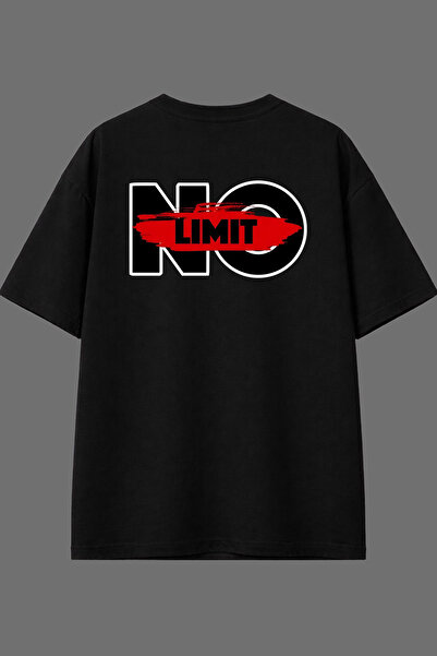 VSRN تي شيرت أسود كبير الحجم بتصميم بدون حدود وطباعة خلفية