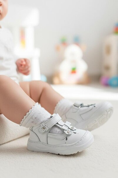 Tuğba Ortopedi 737 Orthopedic 100% Genuine Leather Baby Girl White First Step...