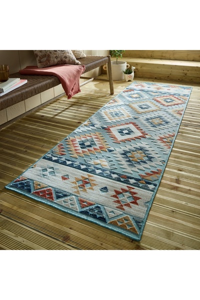 Talis Plaza Avery Blue Cross Carpet 80X230 cm, Flair Rugs