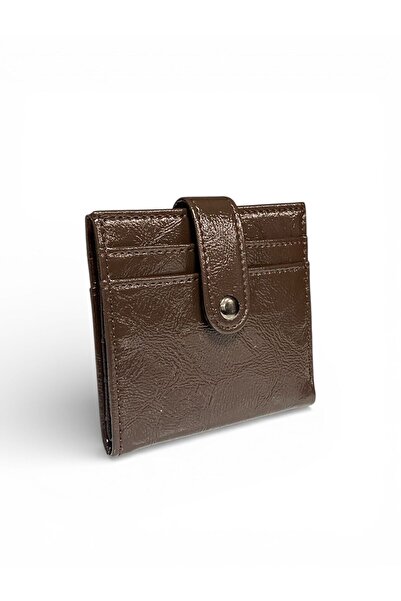 Kemerix Women's Snap Detailed Bitter Brown Basic Stylish Card Holder & Wallet