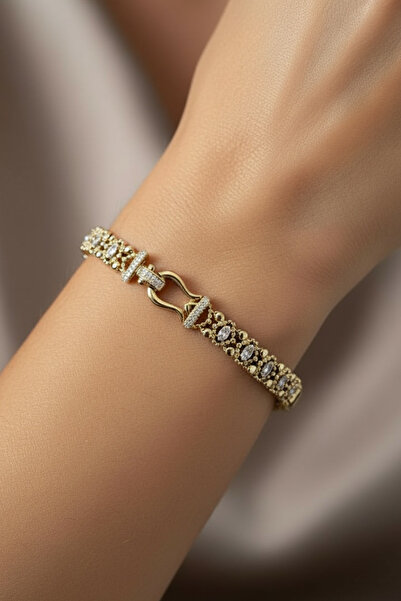 laria jewelry Xuping Taşlı Örgü Detaylı Lale Bileklik