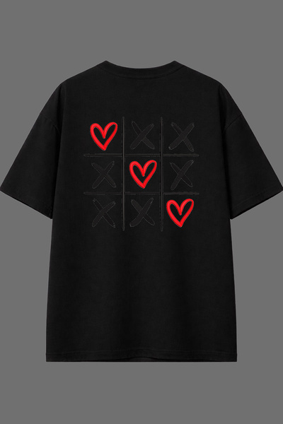 VSRN xox 1 Μπλουζάκι με σχέδιο στο πίσω μέρος, μαύρο, oversized