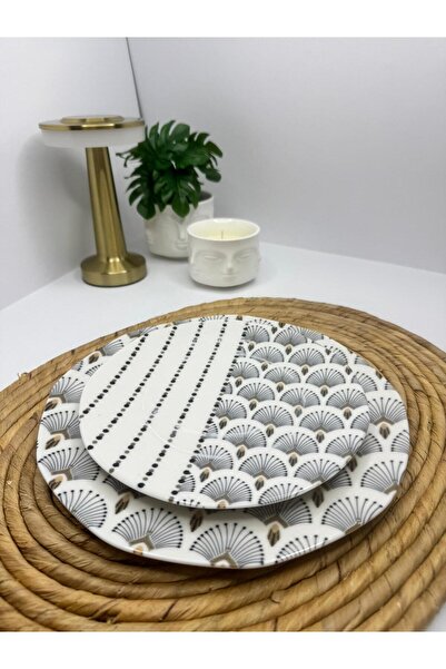 Tulü Porselen Tulu Porcelain 7 Piece Presentation Cake Serving Set for 6 People