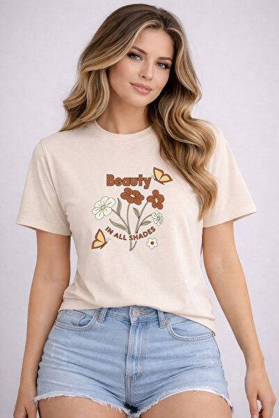 herkesemoda Detaliu imprimat Beauty Print basic tricou