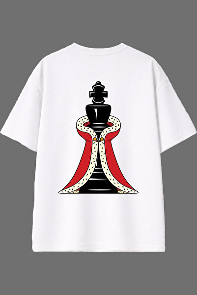 VSRN Tricou oversize alb cu imprimeu pe spate King Shah Design