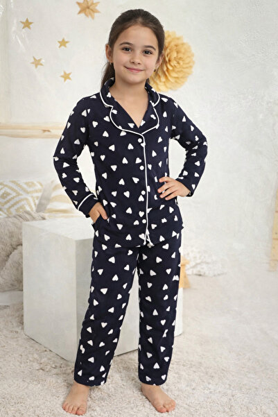 SANTRALBEBE Κοριτσίστικο Σετ Πιτζάμες με Πουκάμισο με Κουμπιά και Σχέδιο Καρδ...