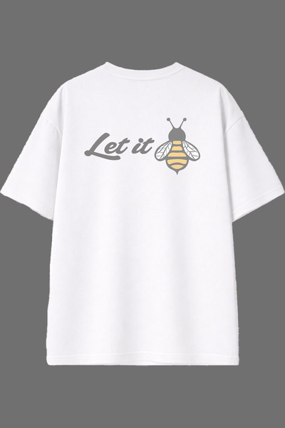 VSRN Tricou alb oversize cu imprimeu pe spate Let It Design