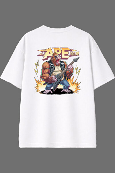VSRN Ape Solo Design Back Printed White Oversize T-Shirt