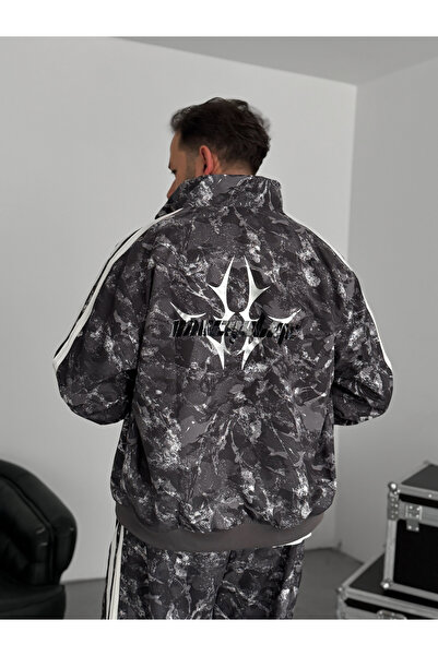 BYBASICMAN Anthracite Digital Printed Striped Seasonal Jacket Jj-184