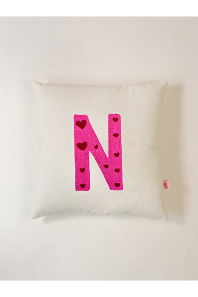 Galia Tasarım Valentine's Day Special Letter N Heart Decorative Pillowcase