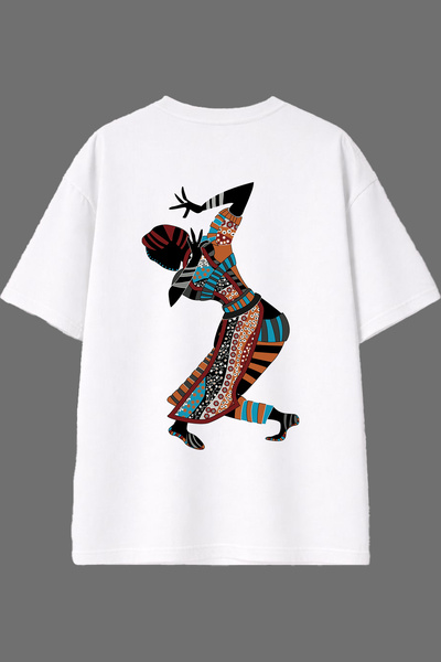 VSRN Tricou supradimensionat alb cu imprimeu pe spate Strange Dance Design