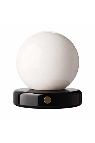 VEYRA Opal Küre Cam Masa Lambası 14 cm | Siyah Metal Taban | E14