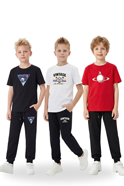FYK COLLECTİON Boy's 3-Piece Top and Bottom Set – Seasonal Casual Combination