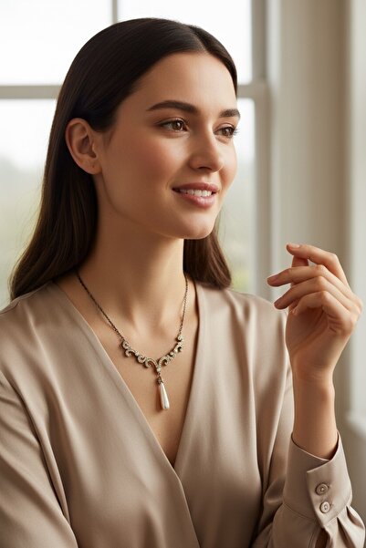 FAYRA ACCESSORIES قلادة بتصميم مطرز بحجر الزركون