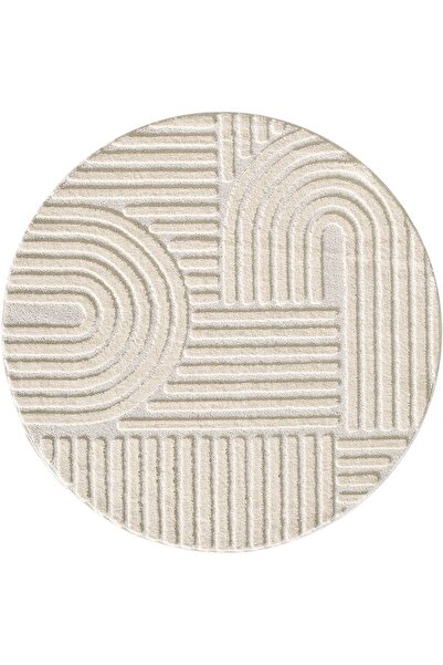 Talis Round rug Art Cream boho 120x120 cm