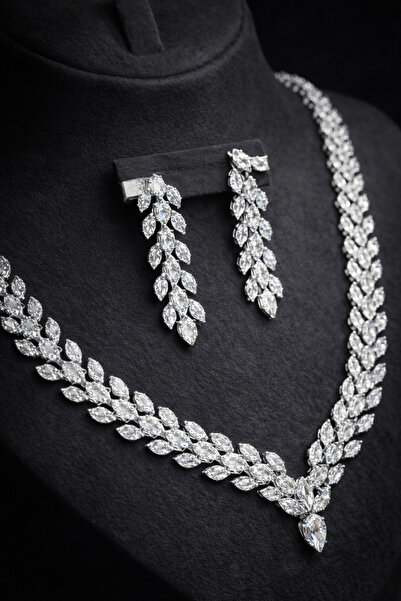 Otto Man Steel Jewelry Rodyum Kaplama Zirkon Taşlı Su Yolu Lila Model Düğün N...