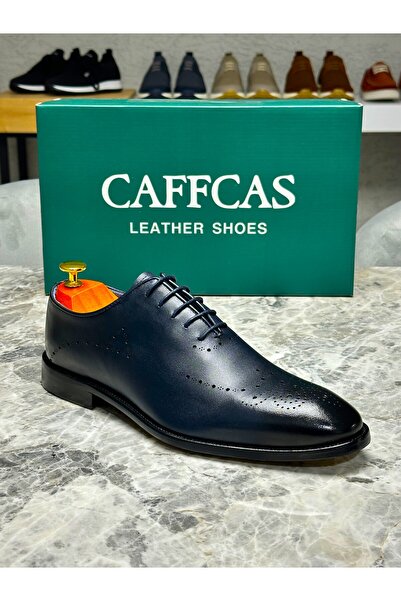 Caffcas Piele naturală, realizată manual, albastru închis, pantofi clasici pe...