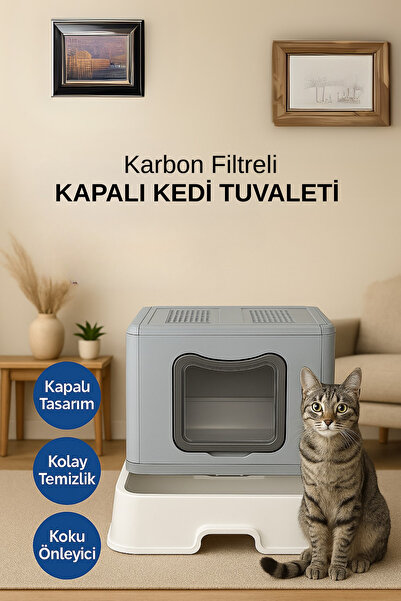 Yıldızhane Çift Filtreli Çekmeceli Katlanabilir Kedi Tuvaleti Kürek ve Pas Pas