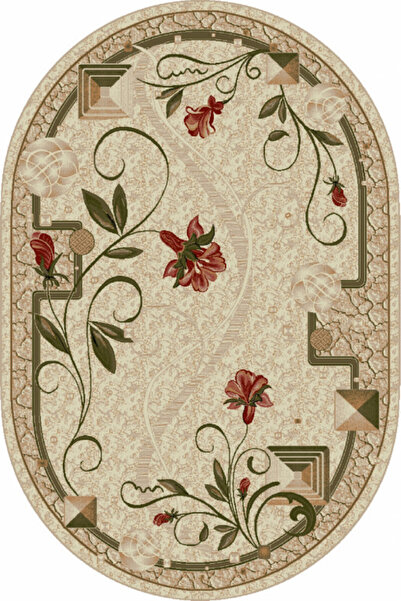 Talis Μοντέρνο χαλί, Lotos 587, Κρεμ / Μπεζ, Οβάλ, 60x110 cm, 1800 gr/τ.μ.