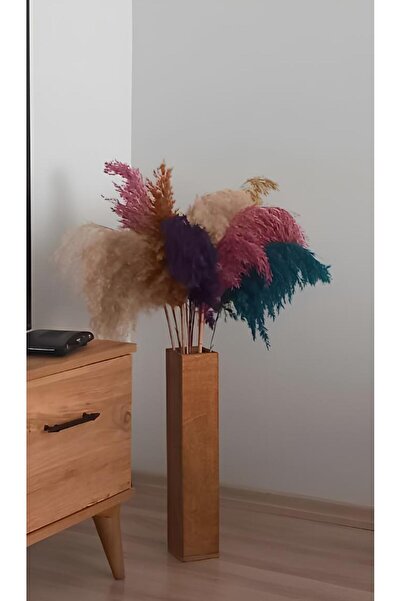 StayTrade Ahşap Vazo vernikli Yapay Çiçek Vazosu Uzun Biblo huş ağacı 49 Cm