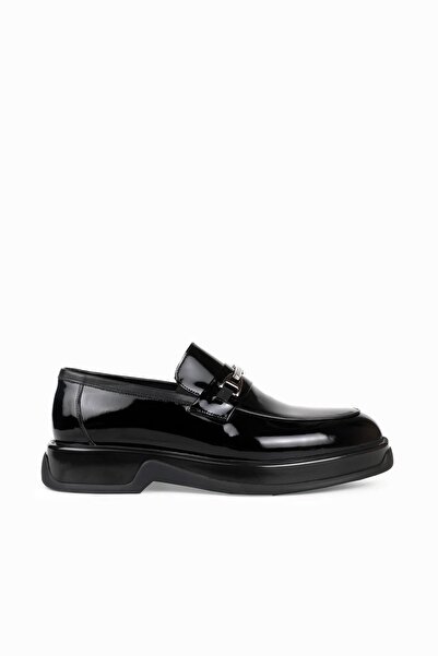 PUNTO Ac 630184 Black Matte Patent Leather Genuine Leather Loafer Laceless St...