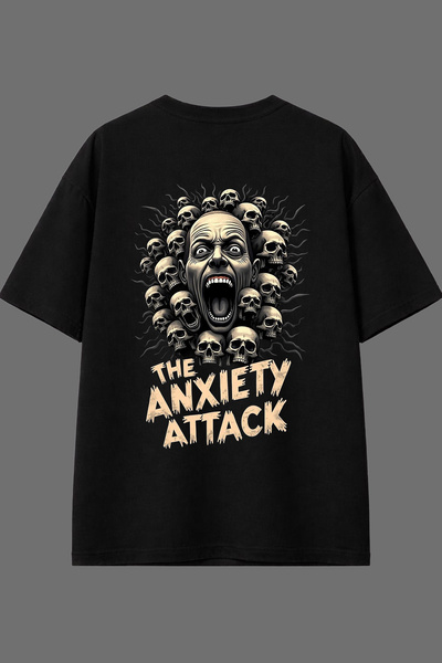 VSRN Μπλουζάκι με σχέδιο "The Anxiety Attack " με στάμπα στην πλάτη, μαύρο, o...