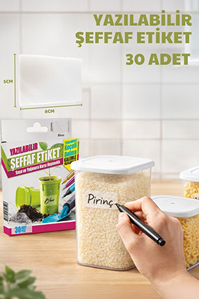 Nandy Home 30 Adet Yazılabilir, Suya Dayanıklı Şeffat Etiket - 5x8cm