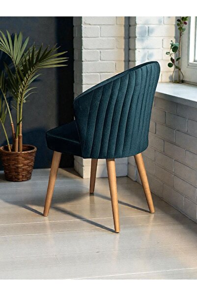 Buketim Mobilya Babyface Yönsüz Kumaş Ceviz Ahşap Ayaklı Modern Yemek Odası M...