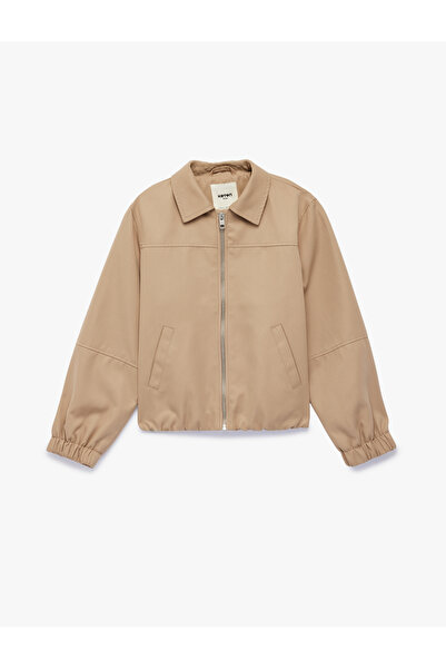 Koton Long Sleeve Jacket with Pockets and Zipper Detail