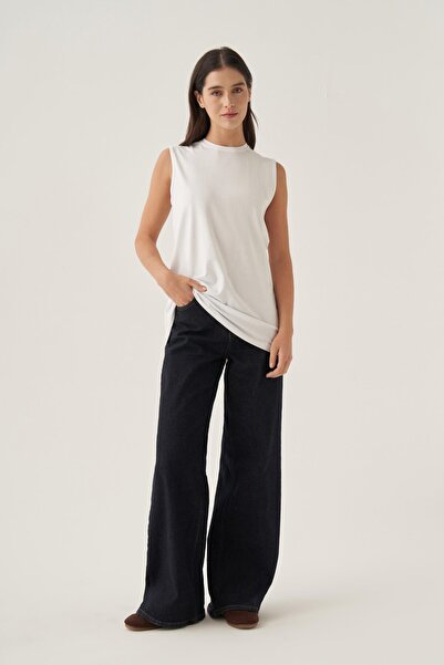 ALLDAY White-Crew Neck Sleeveless Cotton T-Shirt