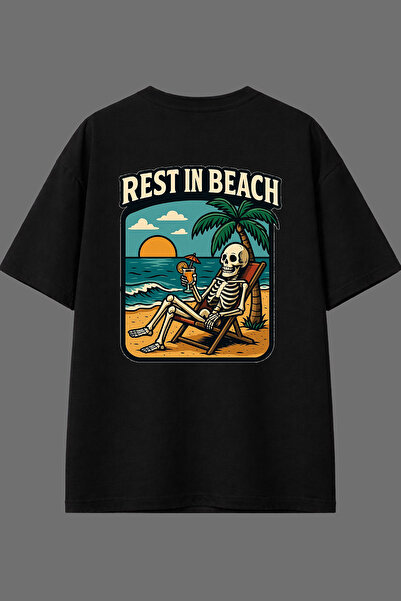 VSRN Rest in Design Back Printed Black Oversize T-Shirt