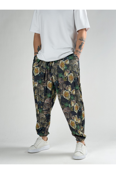 COCOPELLI Skull Patterned Men's Pleated Half-Shalwar Coc2820