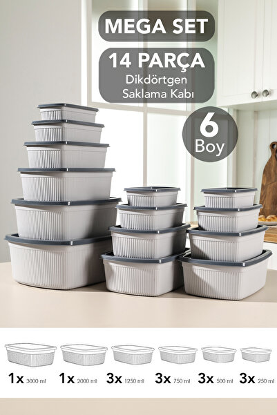 Meleni Home Set de cu dungi recipiente de depozitare dreptunghiulare - 14 rec...