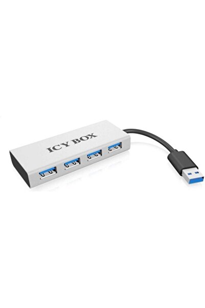 RaidSonic Hub IcyBox cu 4 porturi USB 3.0, argintiu